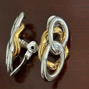 Monat gold and silver clip on earrings